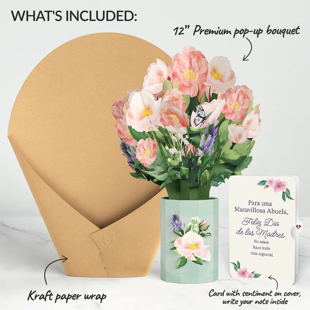 Peony Mother's Day Bouquet and Sentiment Set for Spanish Grandmother - Image 2