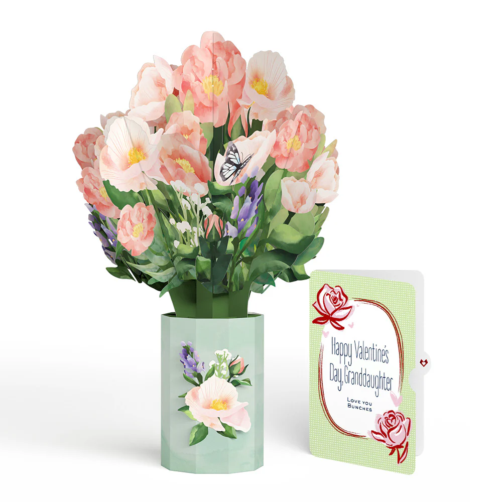Peony Valentine Bouquet and Sentiment Set for Granddaughter