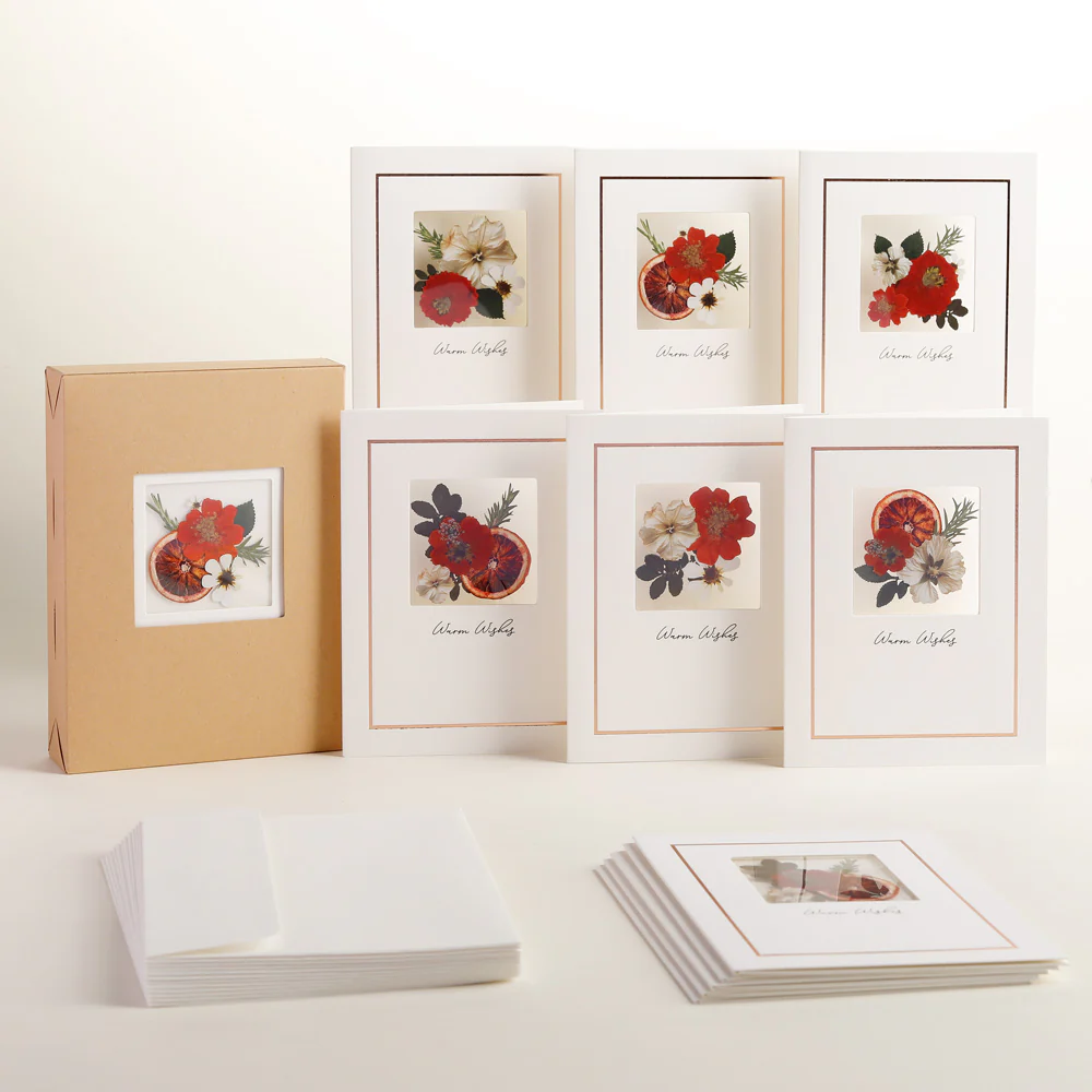 Petal Pressed™ ‘Warm Wishes’  Notecards - Yuletide Crimson (Assorted 12-Pack) - Image 2