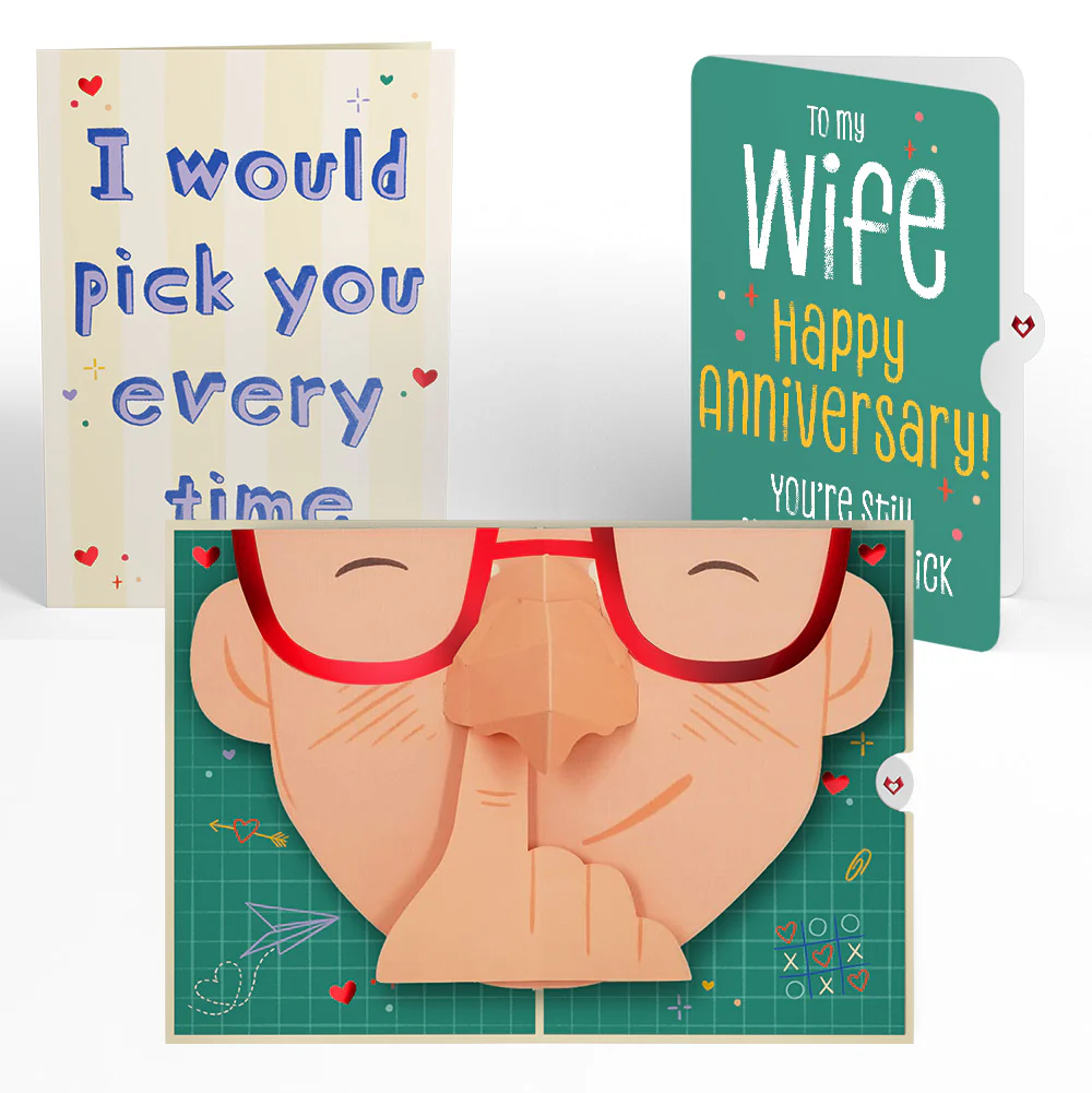 Pick You Every Time Anniversary Pop-Up Card and Sentiment Set for Wife
