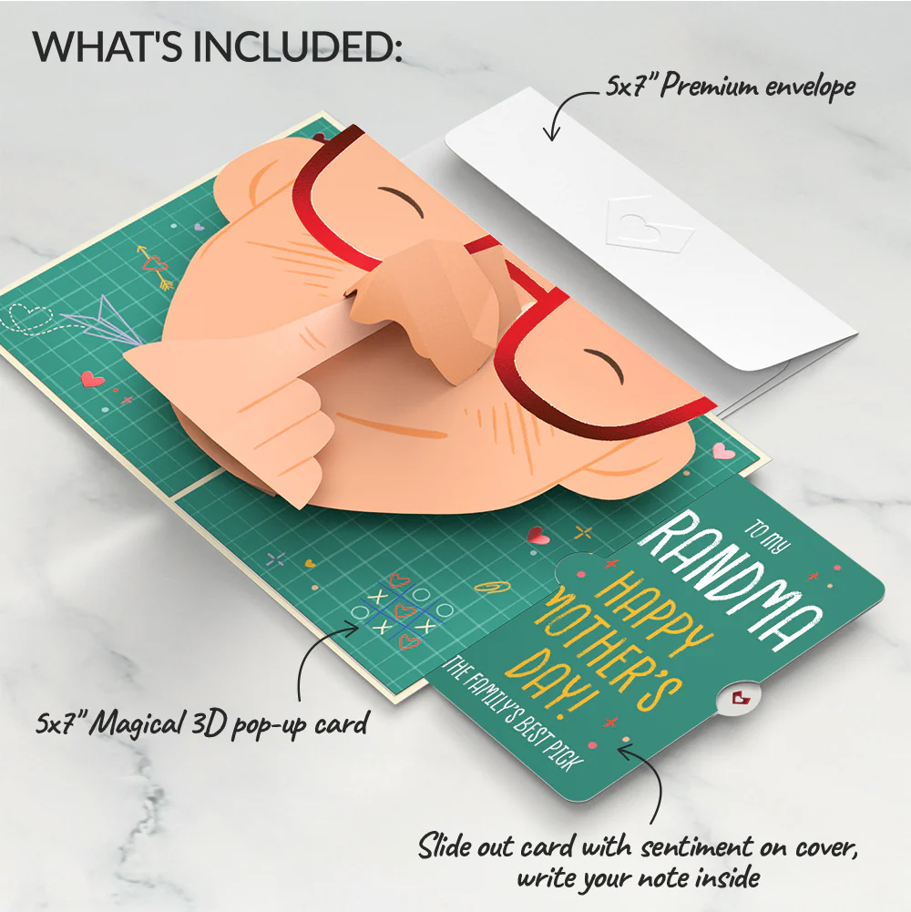 Pick You Every Time Mother’s Day Pop-Up Card and Sentiment Set for Grandmother - Image 2