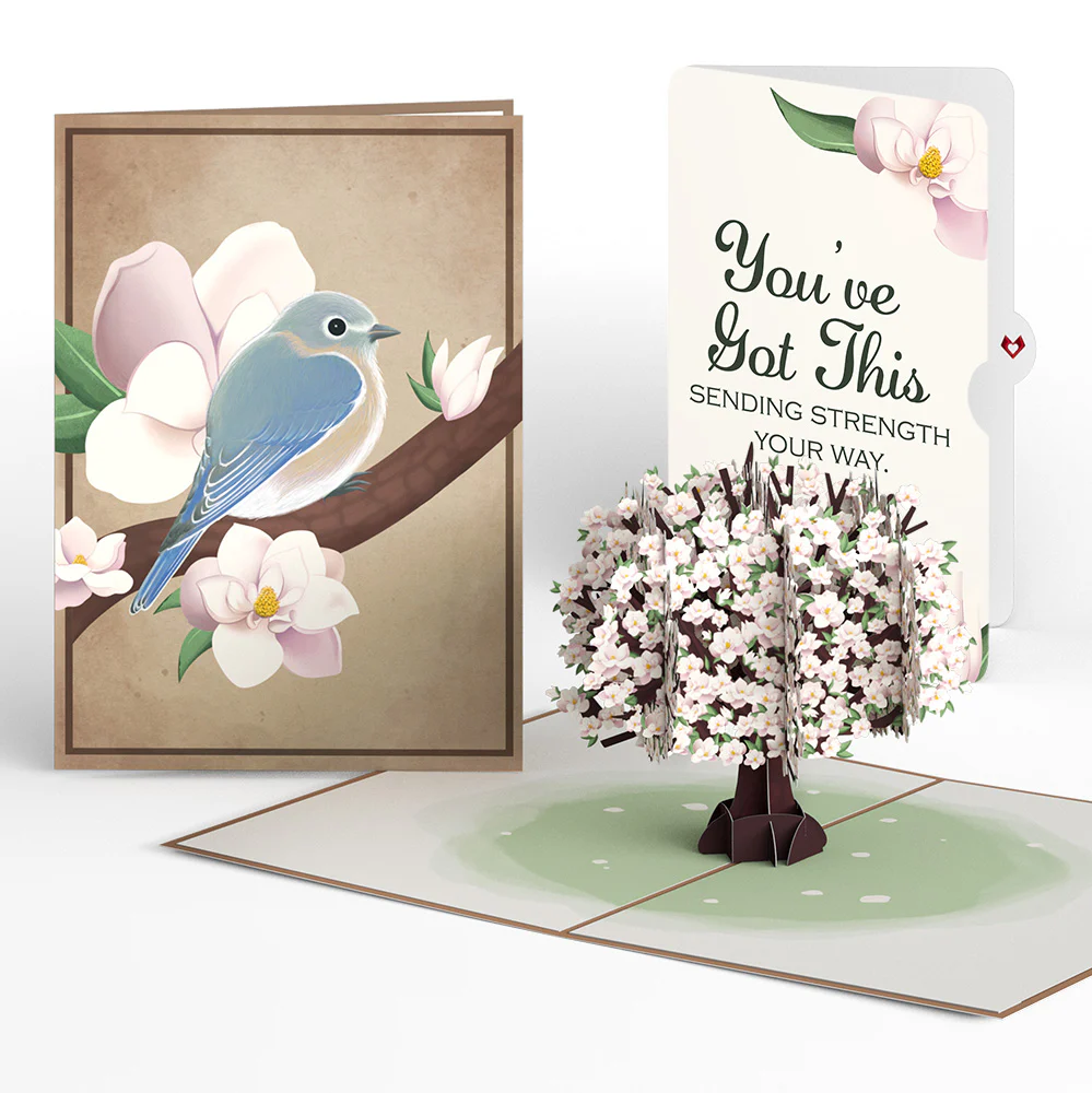 Pink Magnolia Tree Encouragement Pop-Up Card and Sentiment Set