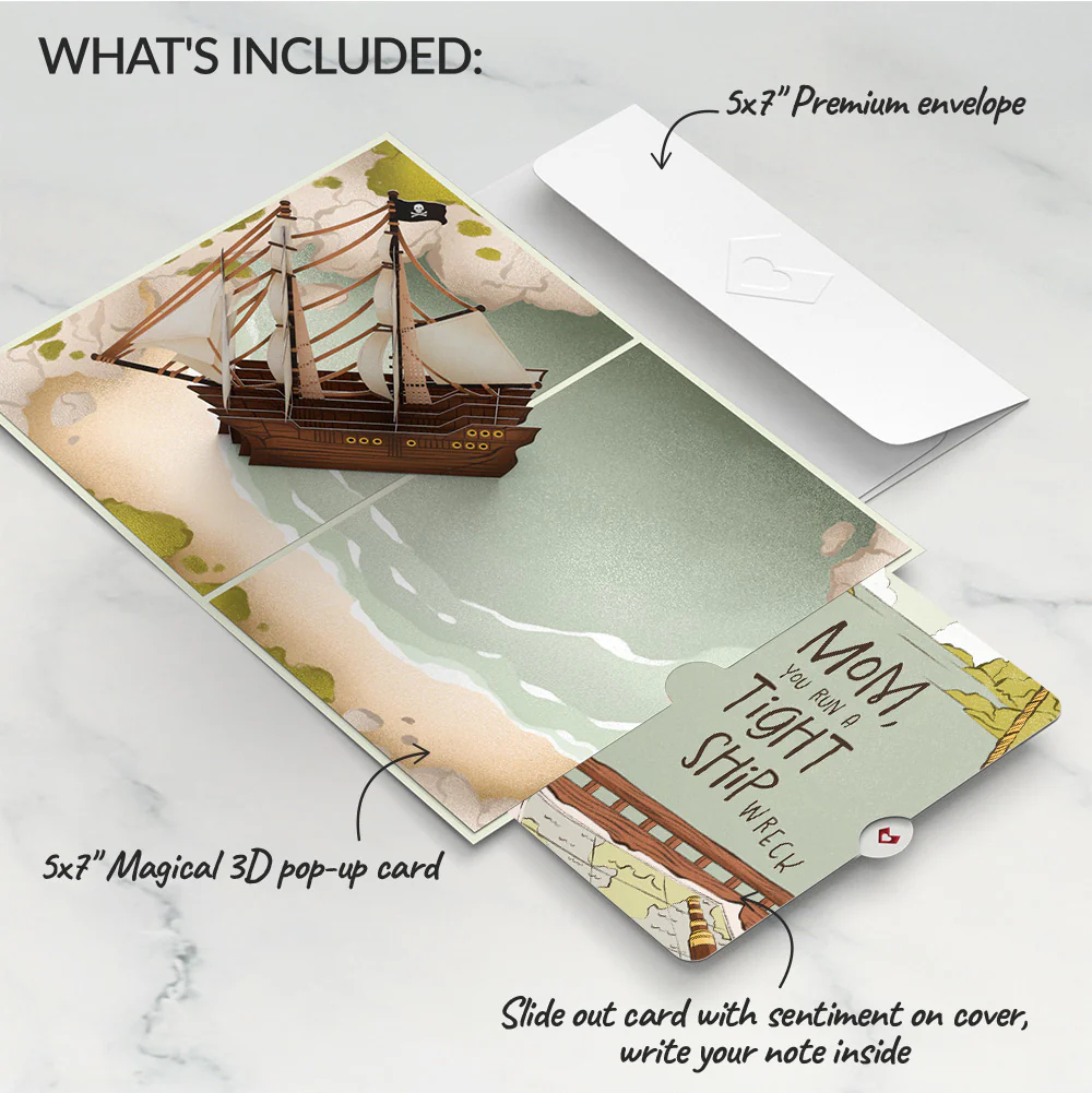 Pirate Ship Pop-Up Card and Sentiment Set for Mom - Image 2