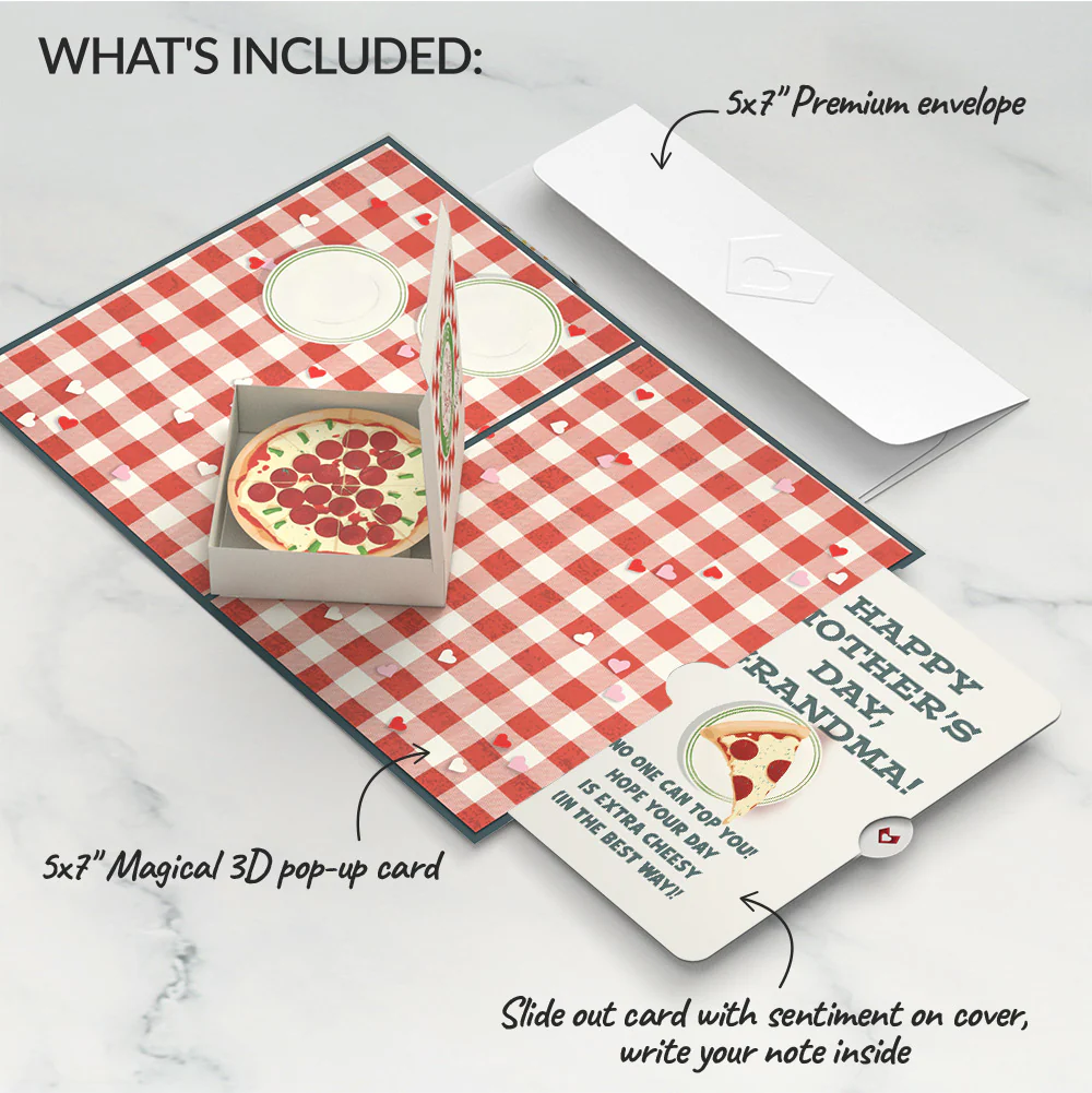Pizza Love Mother's Day Pop-Up Card and Sentiment Set for Grandma - Image 2