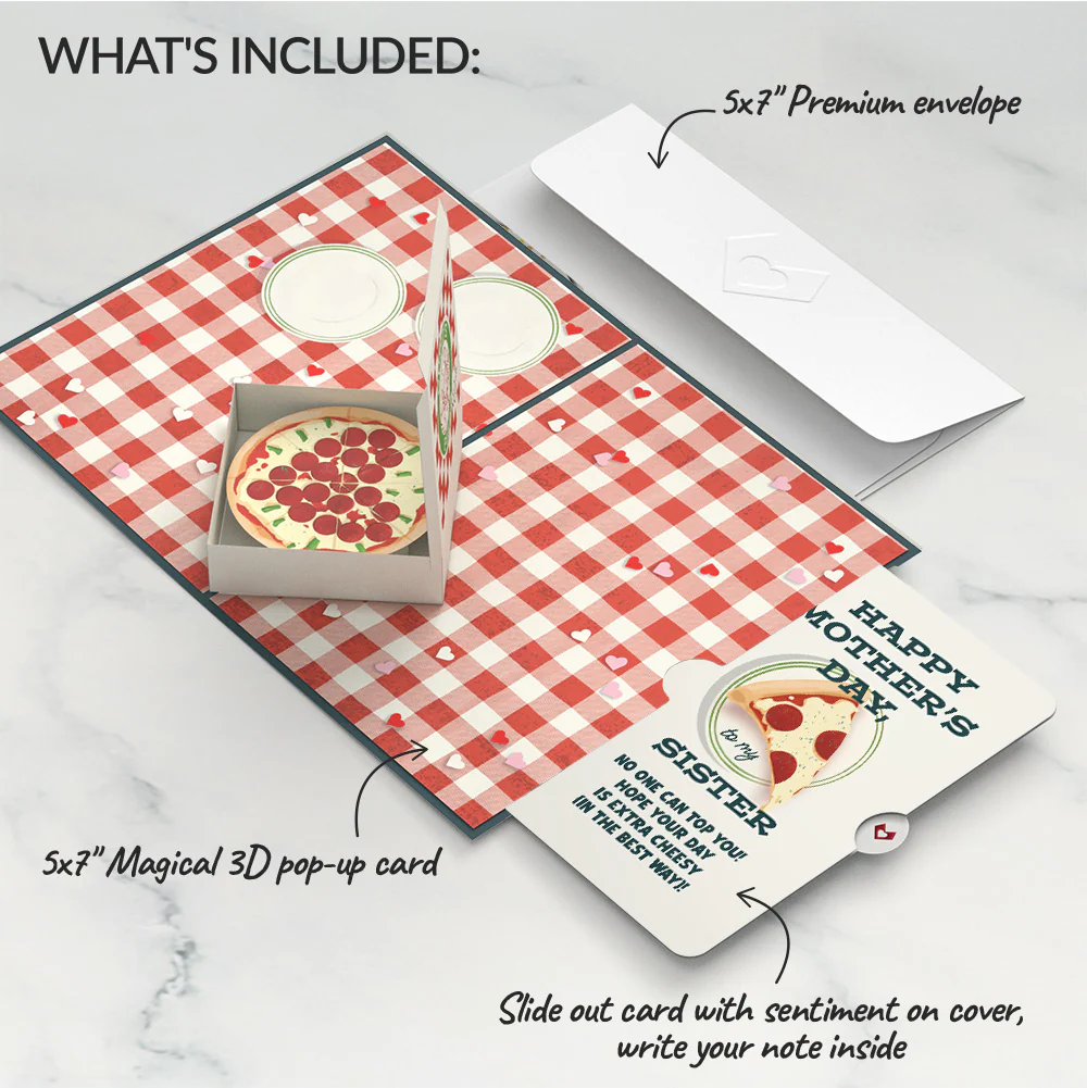 Pizza Love Mother's Day Pop-Up Card and Sentiment Set for Sister - Image 2