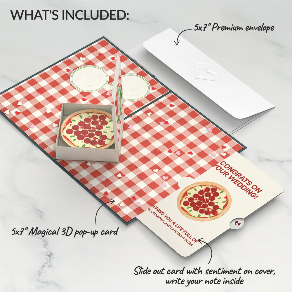 Pizza Love Wedding Pop-Up Card and Sentiment Set - Image 2