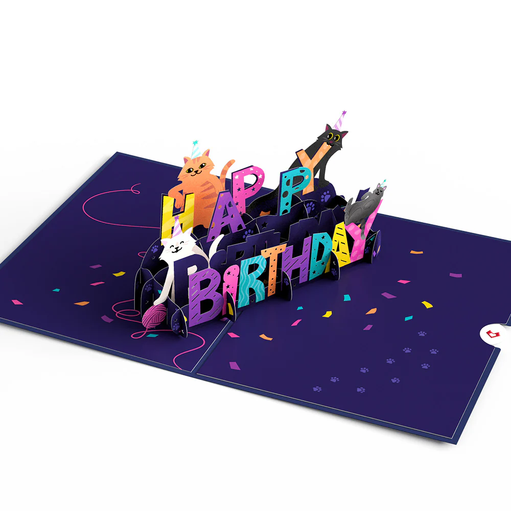 Playful Cats Birthday Pop-Up Card - Image 3