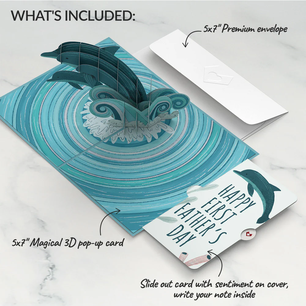 Playful Dolphins First Father's Day Pop-Up Card and Sentiment Set - Image 2