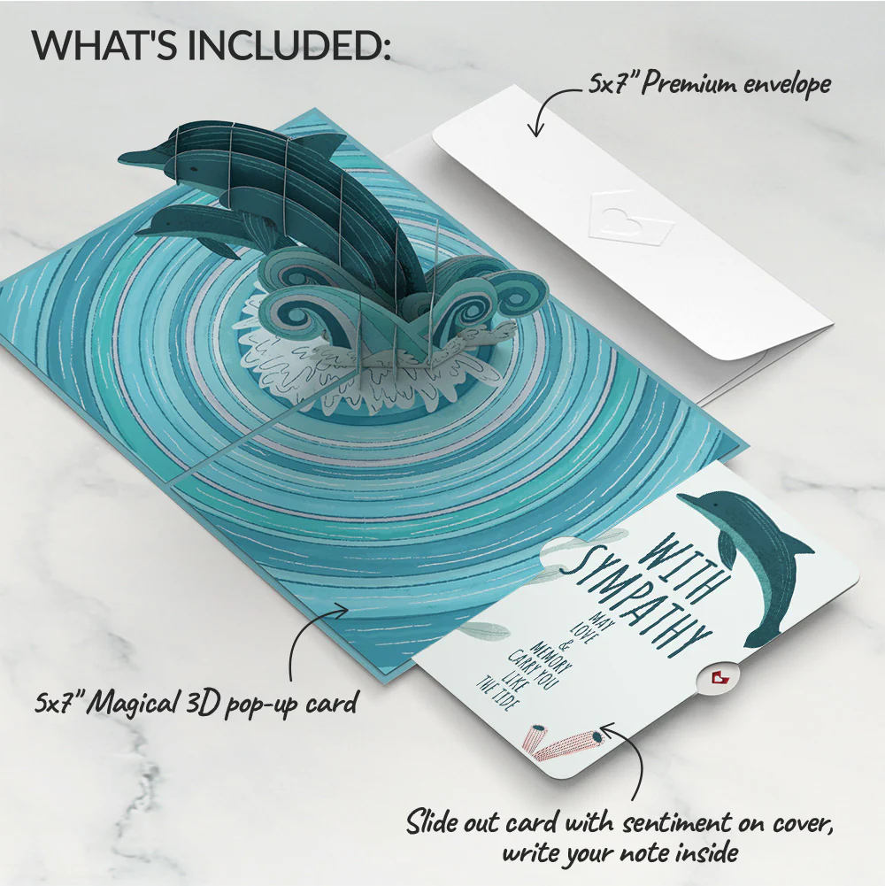 Playful Dolphins Sympathy Pop-Up Card and Sentiment Set - Image 2