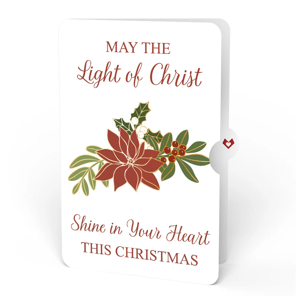 Poinsettia & Pine Christmas Pop-Up Card and Light of Christ Sentiment Set - Image 4