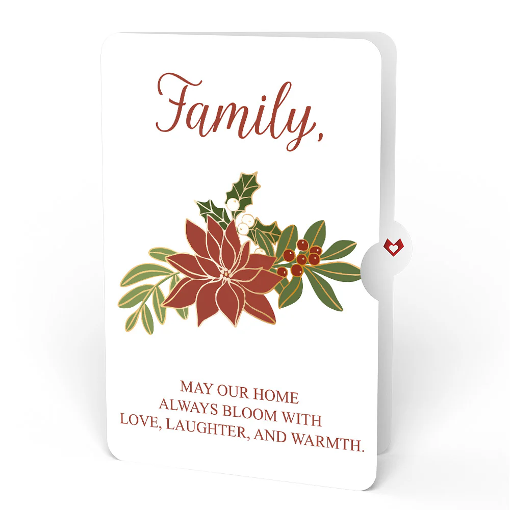 Poinsettia & Pine Christmas Pop-Up Card and Blooming Love Sentiment Set for Family - Image 4