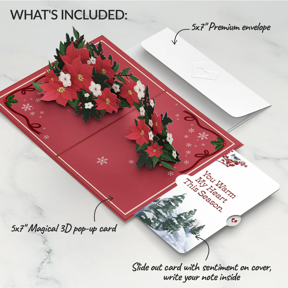Poinsettia & Pine Love Pop-Up Card and Sentiment Set - Image 2