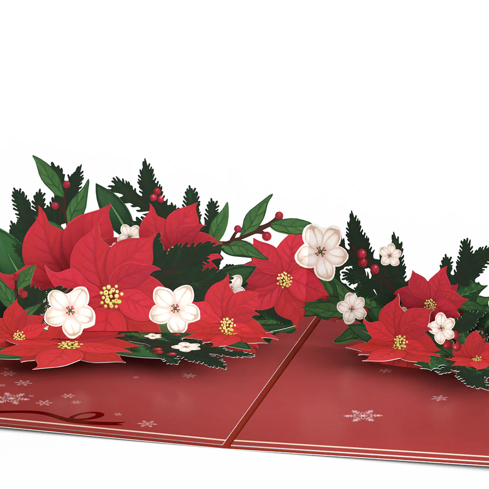 Poinsettia & Pine Pop-Up Card - Image 2
