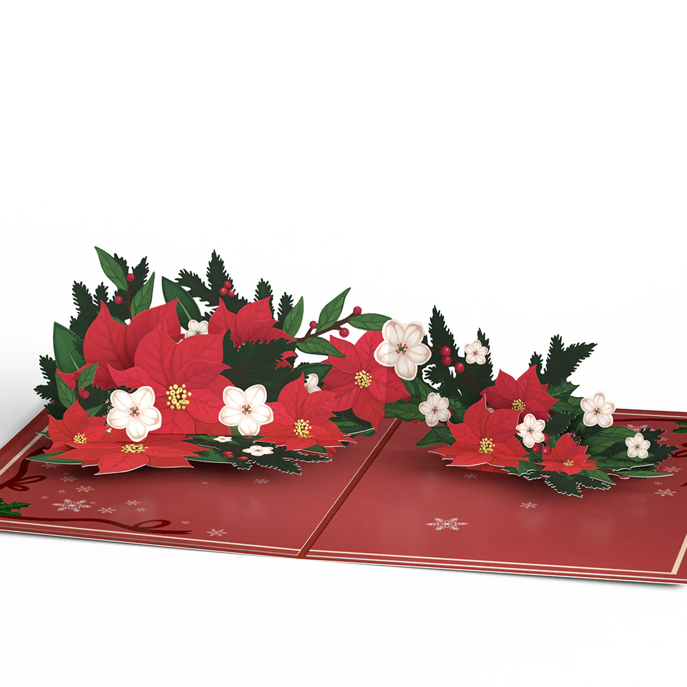 Poinsettia & Pine Pop-Up Card - Image 3