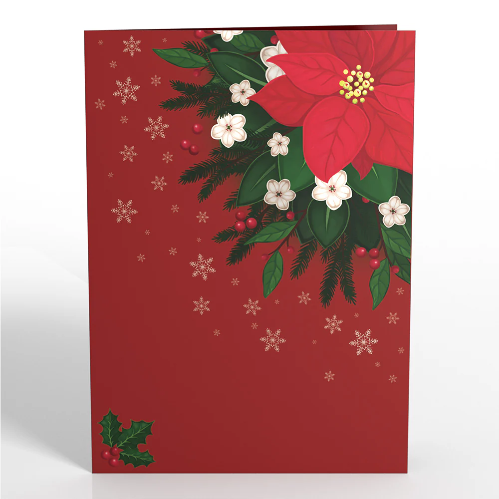 Poinsettia & Pine Pop-Up Card - Image 4