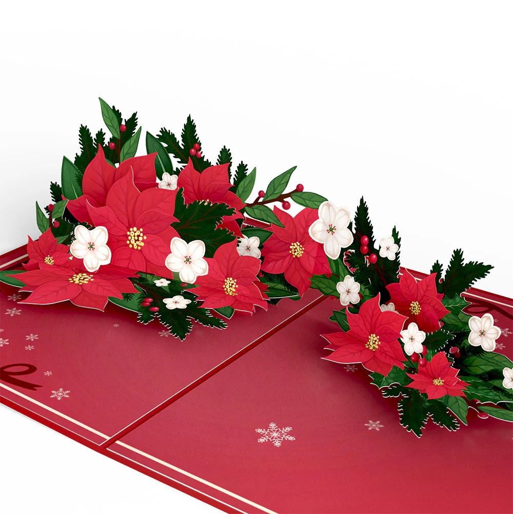 Poinsettia & Pine Christmas Pop-Up Card and Sentiment Set for Baby - Image 3