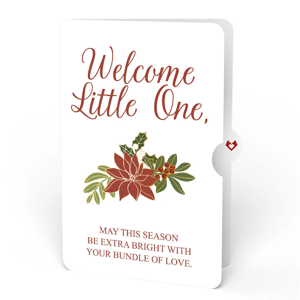 Poinsettia & Pine Christmas Pop-Up Card and Sentiment Set for Baby - Image 4