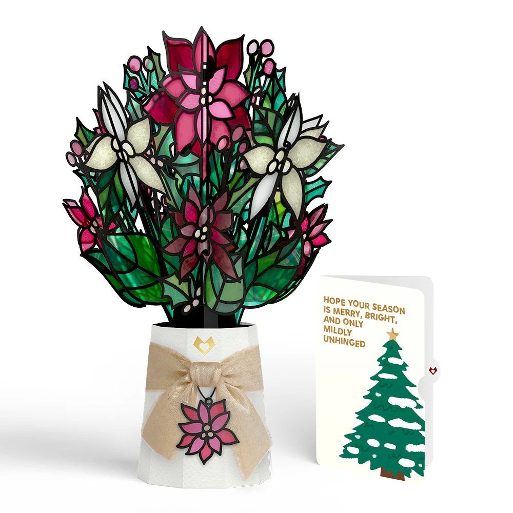 Poinsettia Shimmer Christmas Suncatcher Bouquet and Blessing Tree Sentiment Set