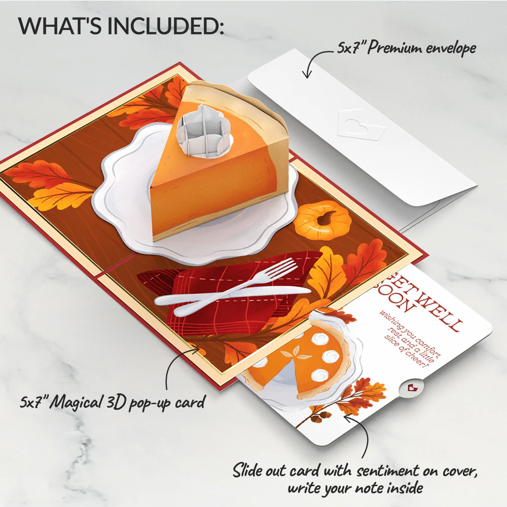 Pumpkin Pie Get Well Soon Pop-Up Card and Sentiment Set - Image 2