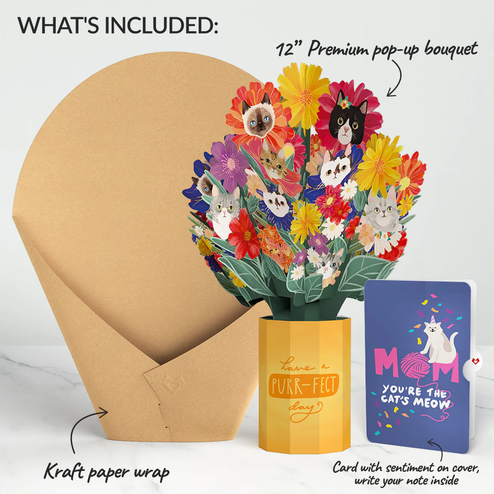 Purr-fect Cat Birthday Bouquet and Sentiment Set for Mom - Image 2
