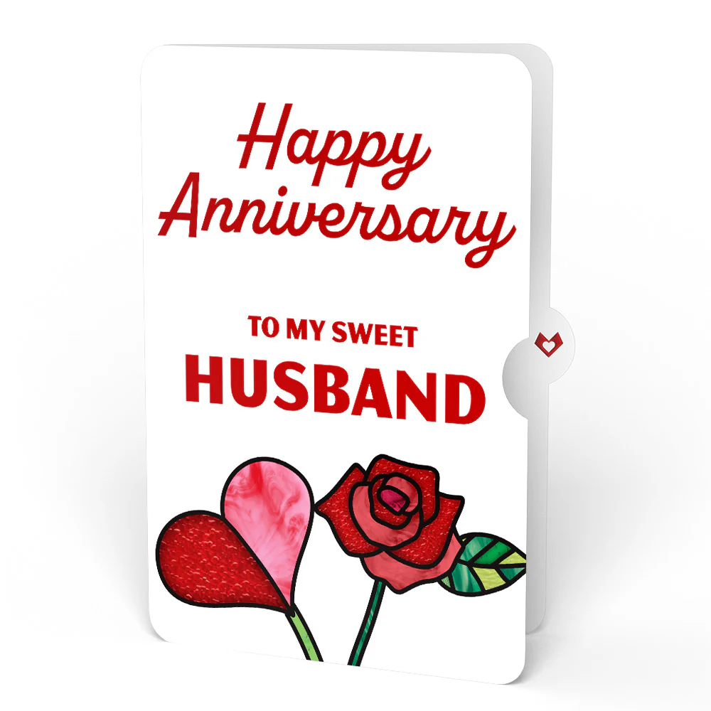 Radiant Rose Anniversary Suncatcher Bouquet and Sentiment Set for Husband - Image 4