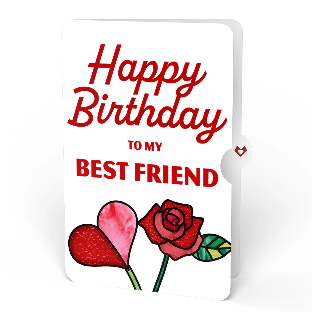 Radiant Rose Birthday Suncatcher Bouquet and Sentiment Set for Best Friend - Image 4