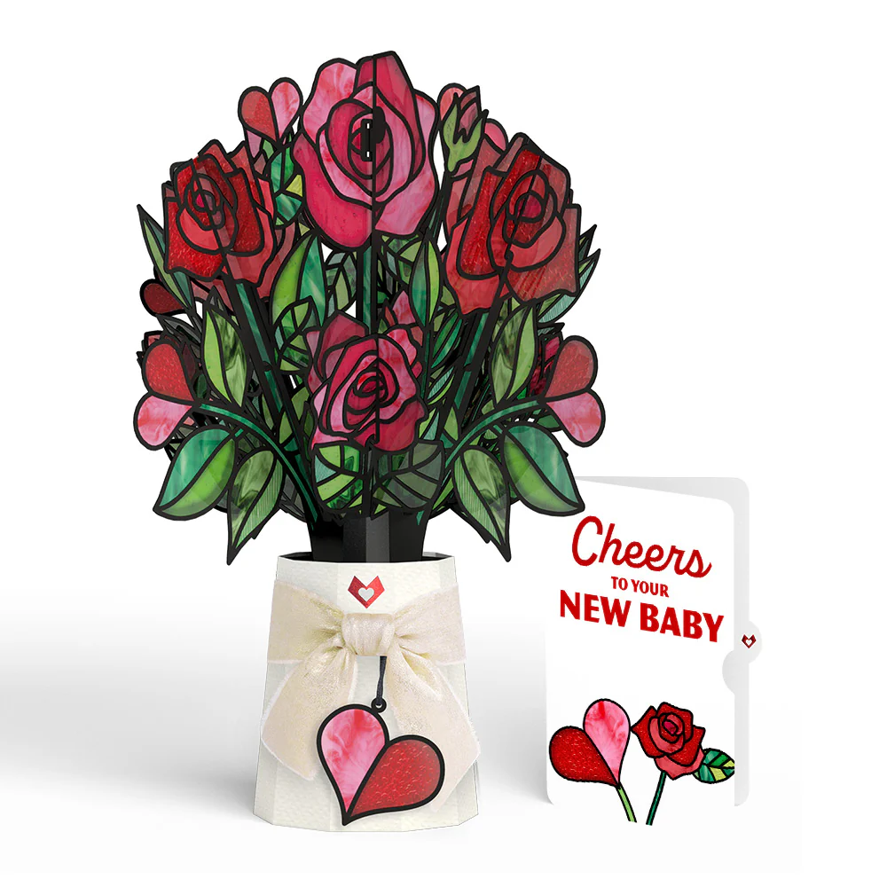 Radiant Rose New Baby Suncatcher Bouquet and Sentiment Set for Parent