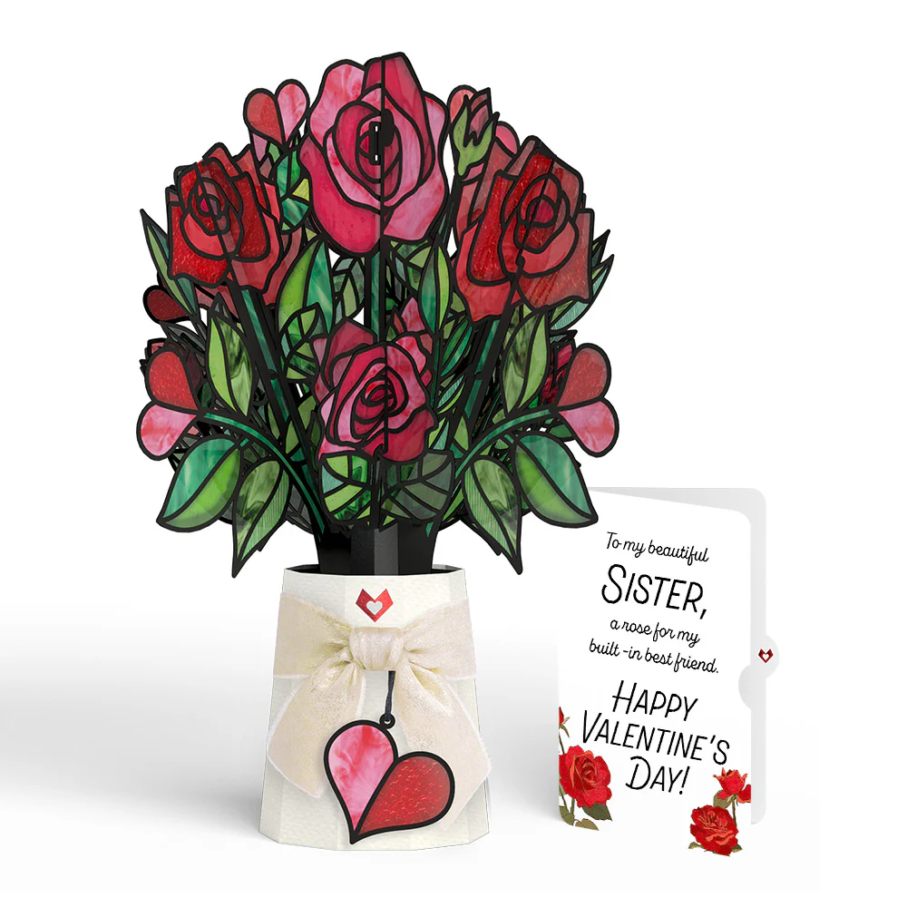 Radiant Rose Valentine Suncatcher Bouquet and Sentiment Set for Sister