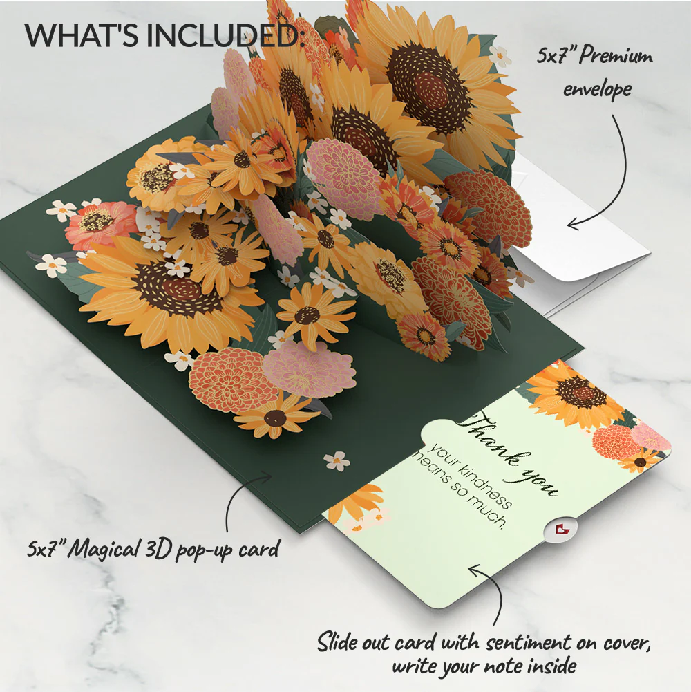 Radiant Sunflowers Thank You Pop-Up Card and Sentiment Set - Image 2
