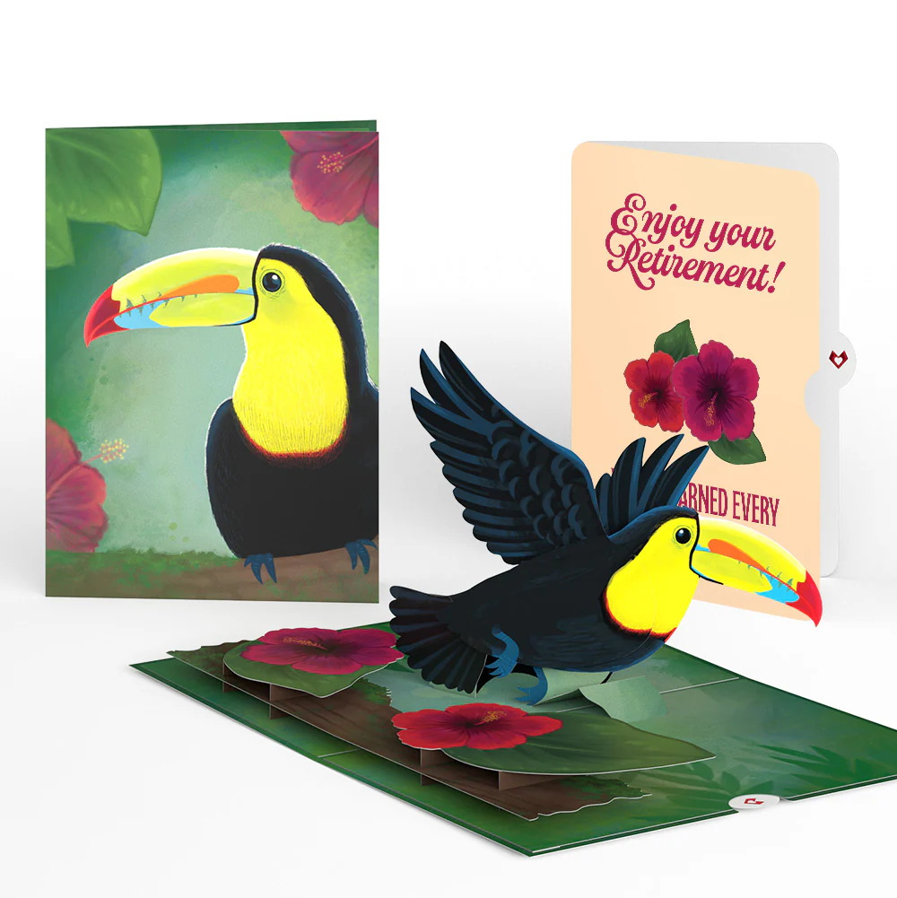 Rainforest Toucan Retirement Pop-Up Card and Hibiscus Sentiment Set