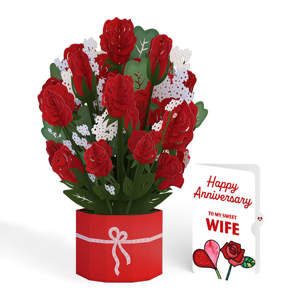 Red Rose Anniversary Grand Bouquet and Sentiment Set for Wife