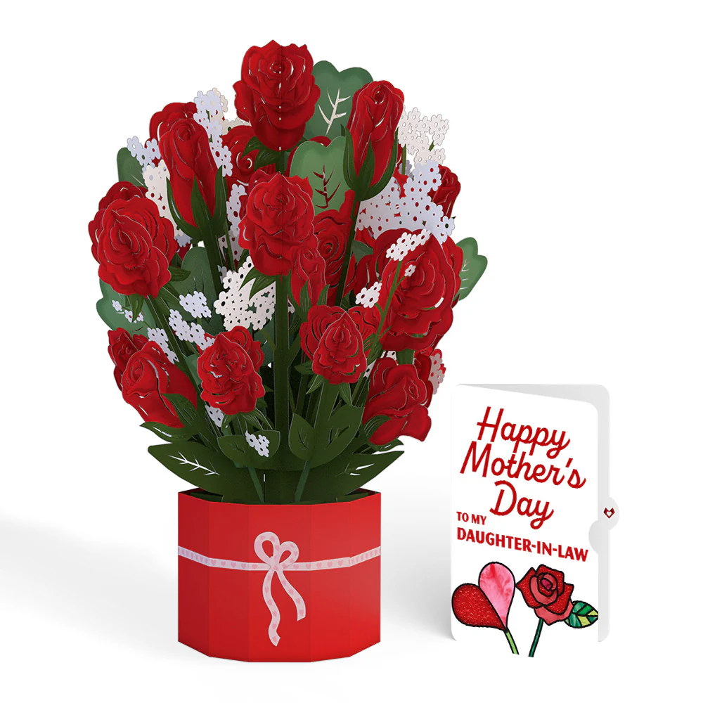 Red Rose Mother’s Day Grand Bouquet and Sentiment Set for Daughter-in-law