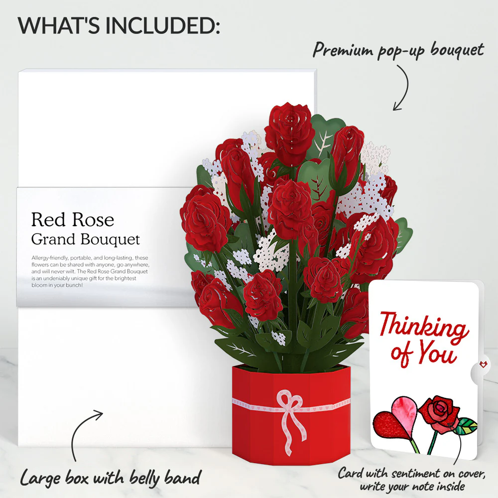 Red Rose Thinking of You Grand Bouquet and Sentiment Set - Image 2