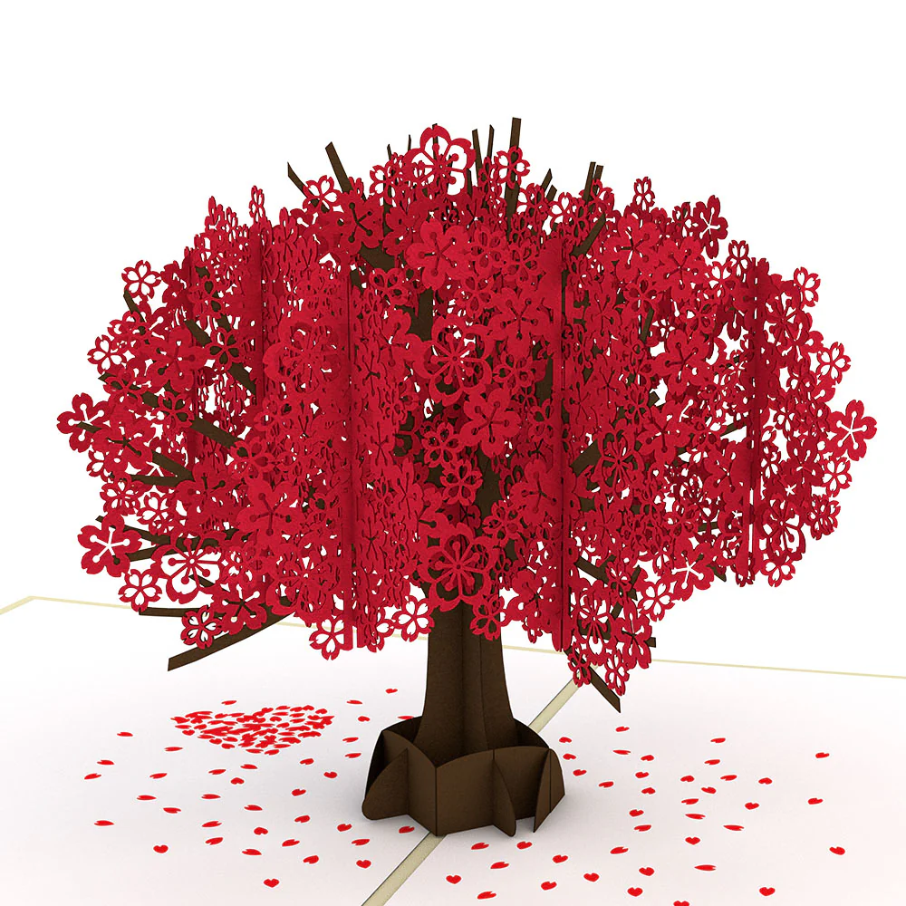 Red Sakura Tree Pop-Up Card - Image 2