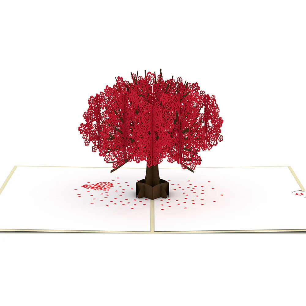 Red Sakura Tree Pop-Up Card - Image 3