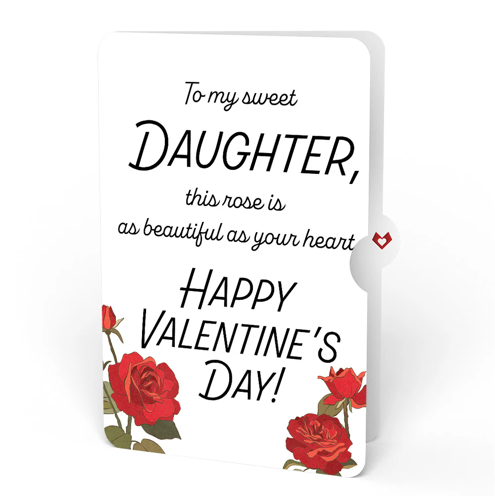 Red Sakura Tree Valentine Pop-Up Card and Roses Sentiment Set for Daughter - Image 4