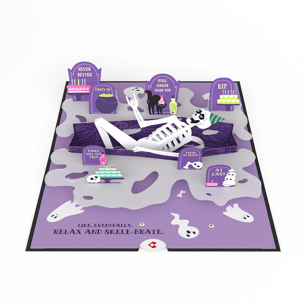Relax and Skele-brate Skeleton Birthday Pop-Up Card - Image 3