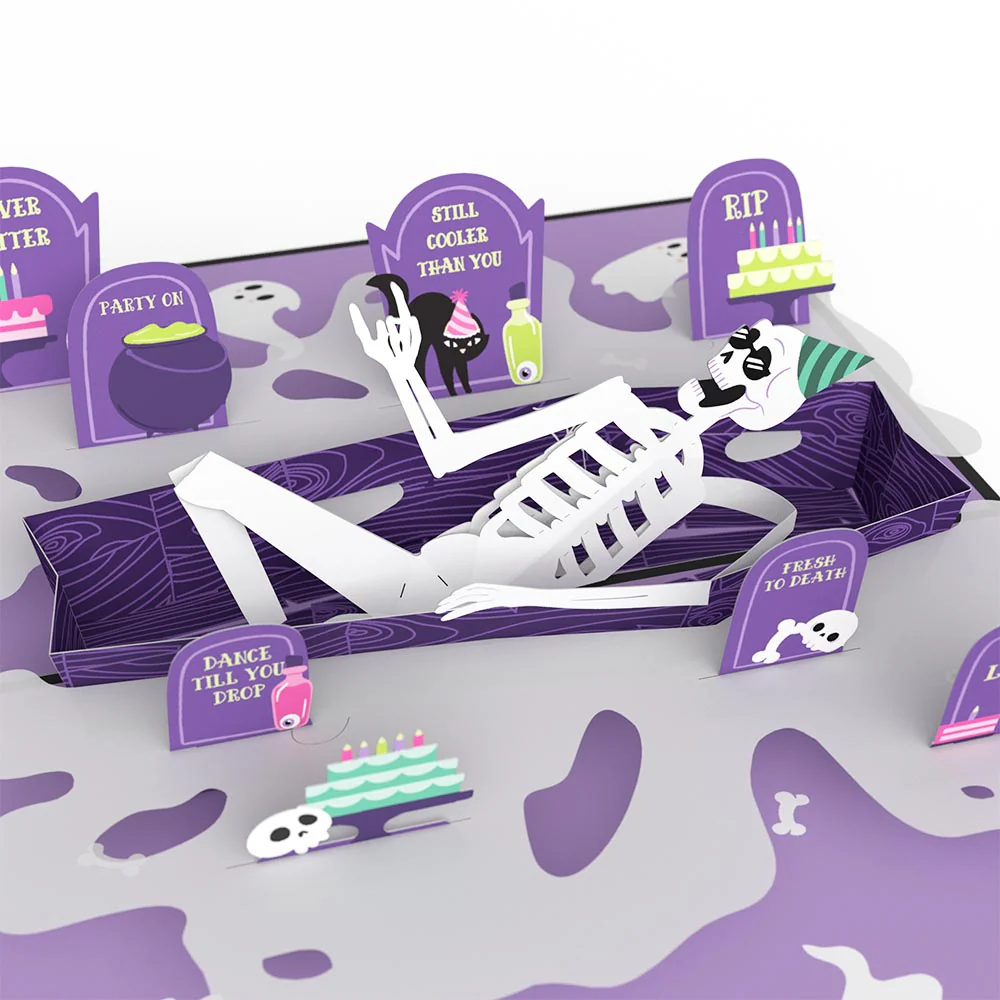Relax and Skele-brate Skeleton Birthday Pop-Up Card - Image 5