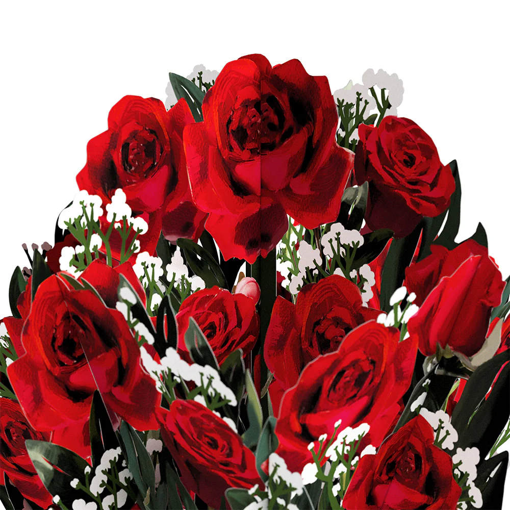 Romantic Red Roses Birthday Bouquet and Roses Sentiment Set - Image 3