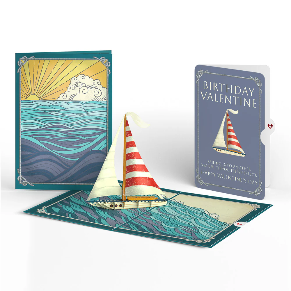 Sailboat on the Horizon Birthday Valentine Pop-Up Card and Sentiment Set