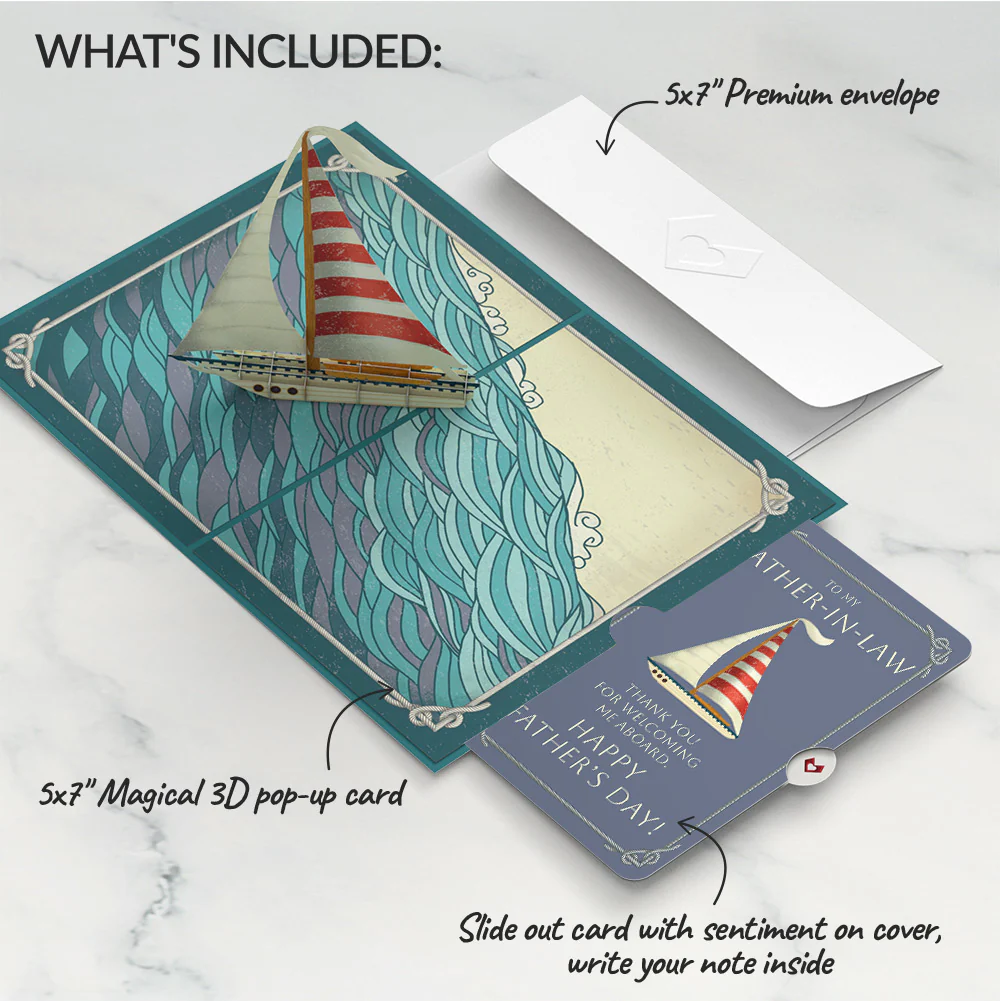 Sailboat on the Horizon Father's Day Pop-Up Card and Sentiment Set for Father-in-law - Image 2
