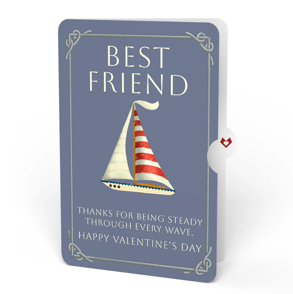 Sailboat on the Horizon Valentine Pop-Up Card and Sentiment Set for Best Friend - Image 4