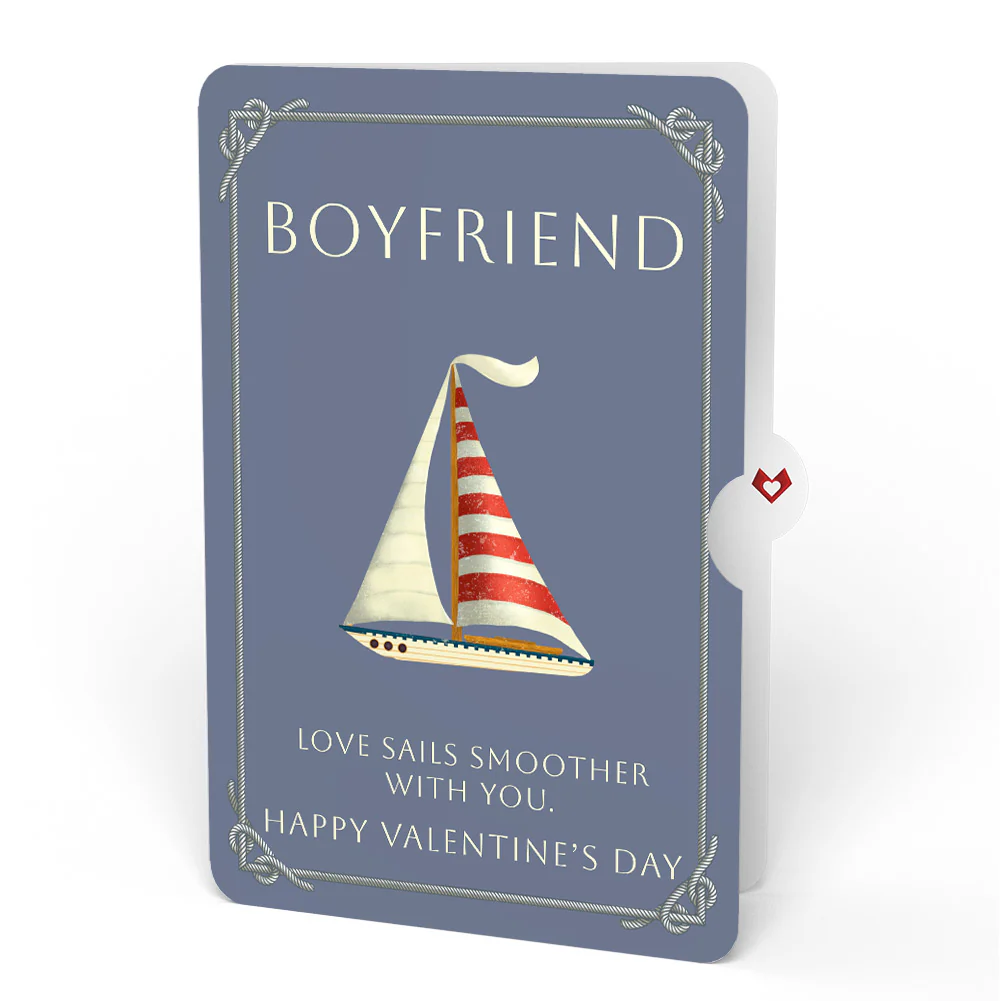 Sailboat on the Horizon Valentine Pop-Up Card and Sentiment Set for Boyfriend - Image 4
