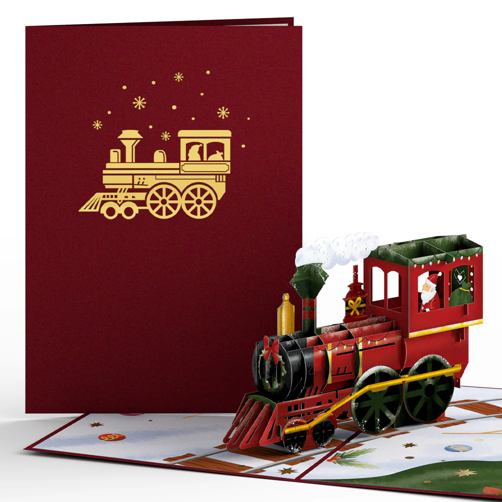 Santa Christmas Train Ride Pop-Up Card