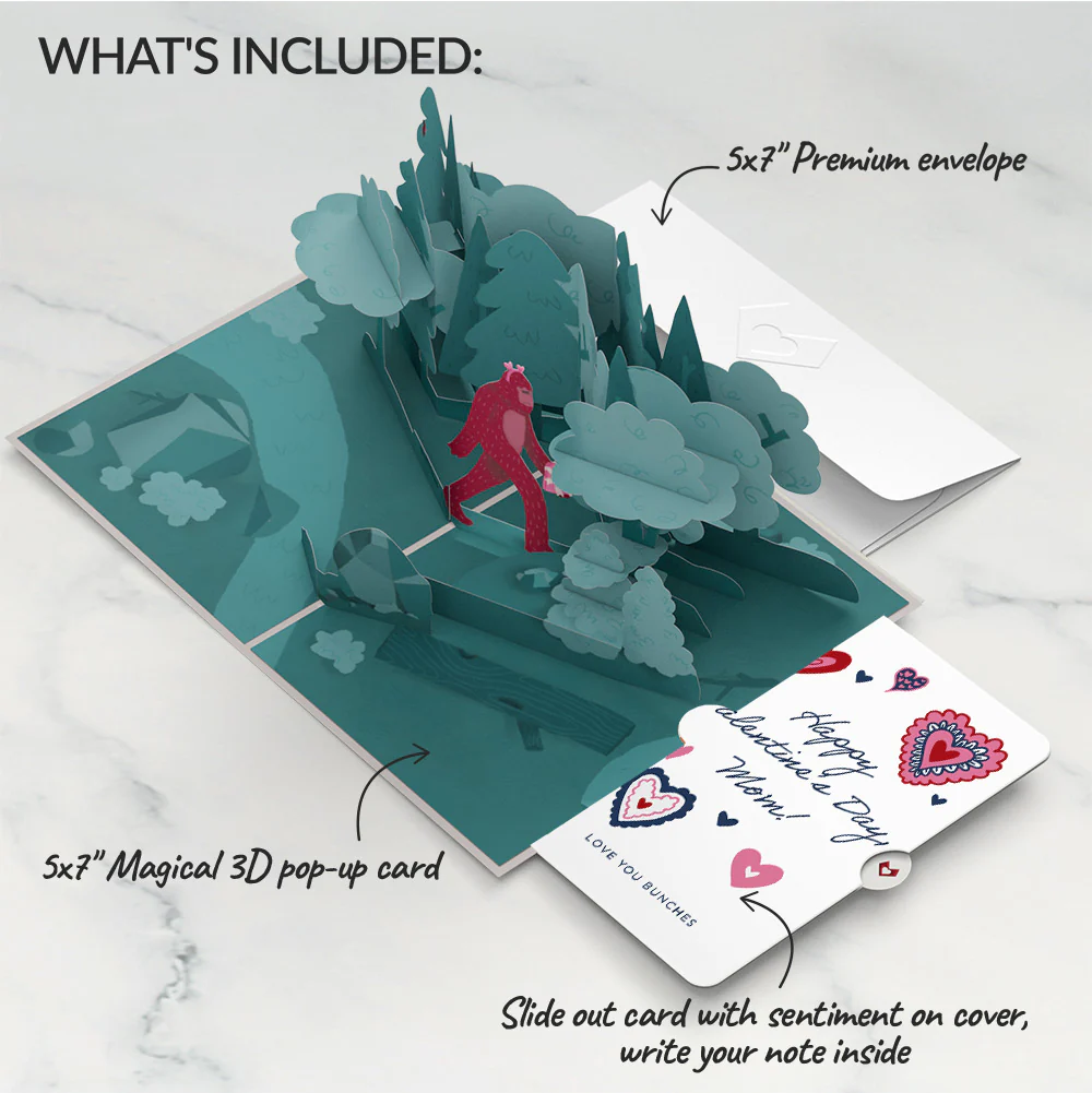 Searching for a Valentine Like You Bigfoot Pop-Up Card and Sentiment Set for Mom - Image 2