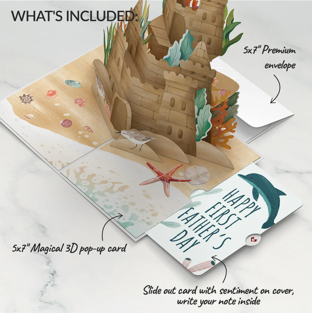 Seaside Sandcastle First Father's Day Pop-Up Card and Sentiment Set - Image 2