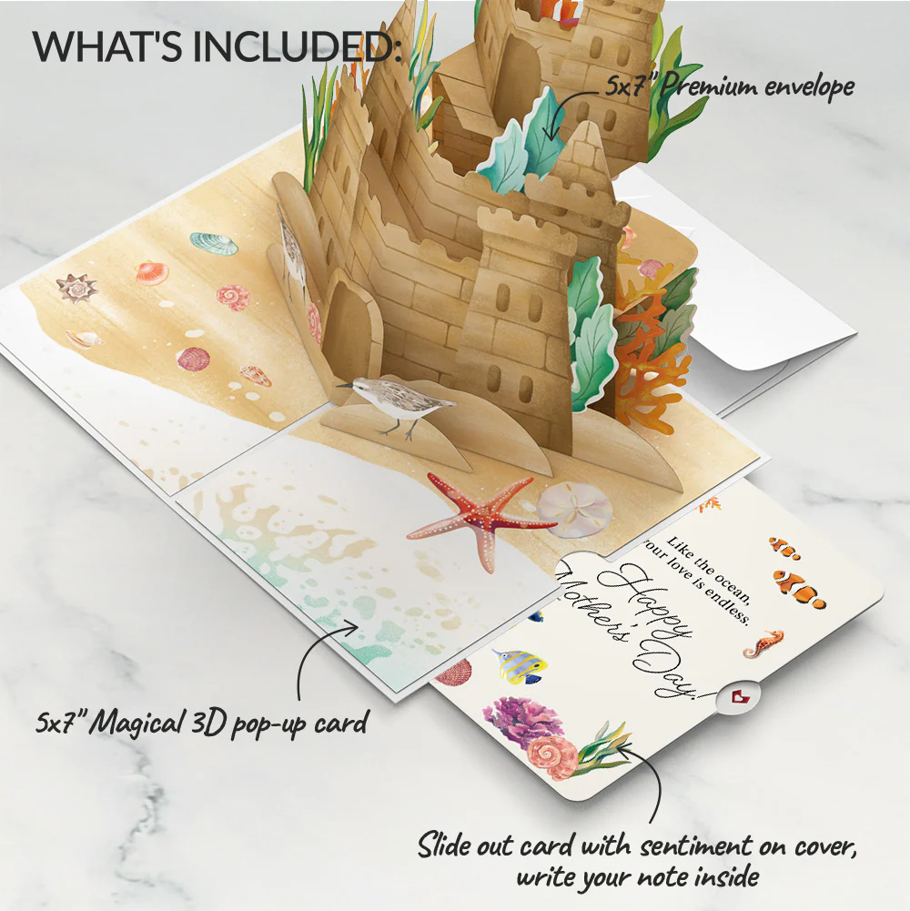 Seaside Sandcastle Mother's Day Pop-Up Card and Sentiment Set - Image 2