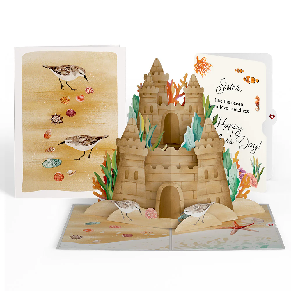 Seaside Sandcastle Mother's Day Pop-Up Card and Sentiment Set for Sister
