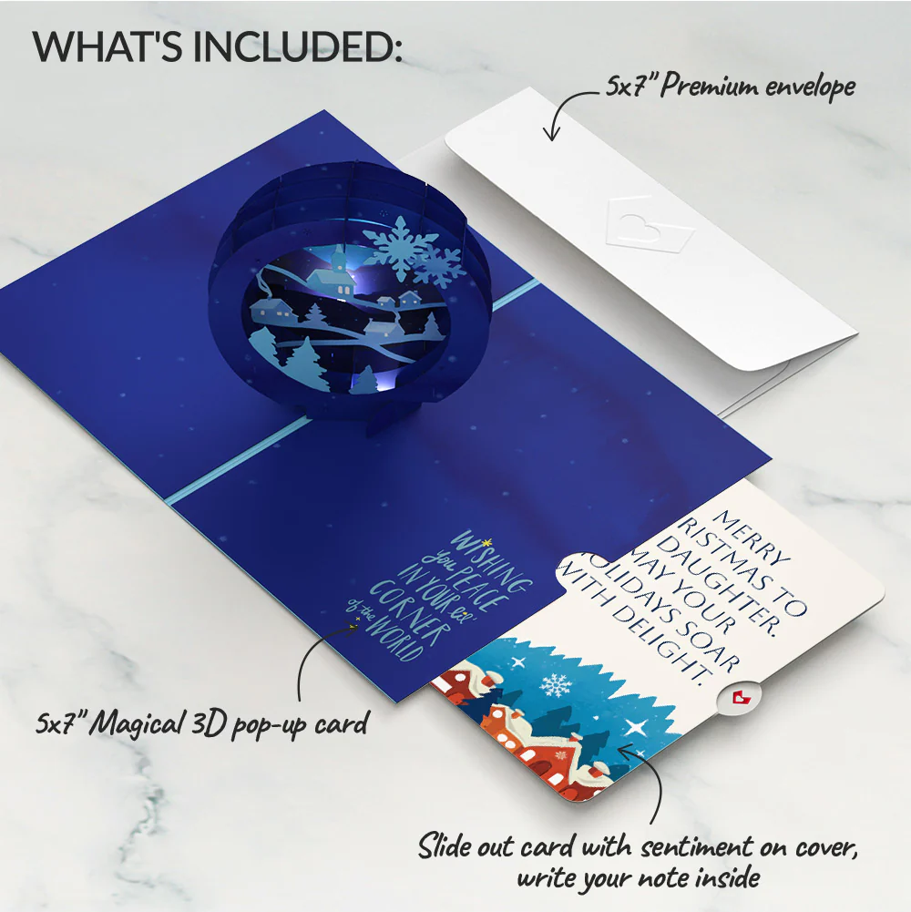 Season of Light Winter Village Light-Up Pop-Up Card and Christmas Sentiment Set for Daughter - Image 2