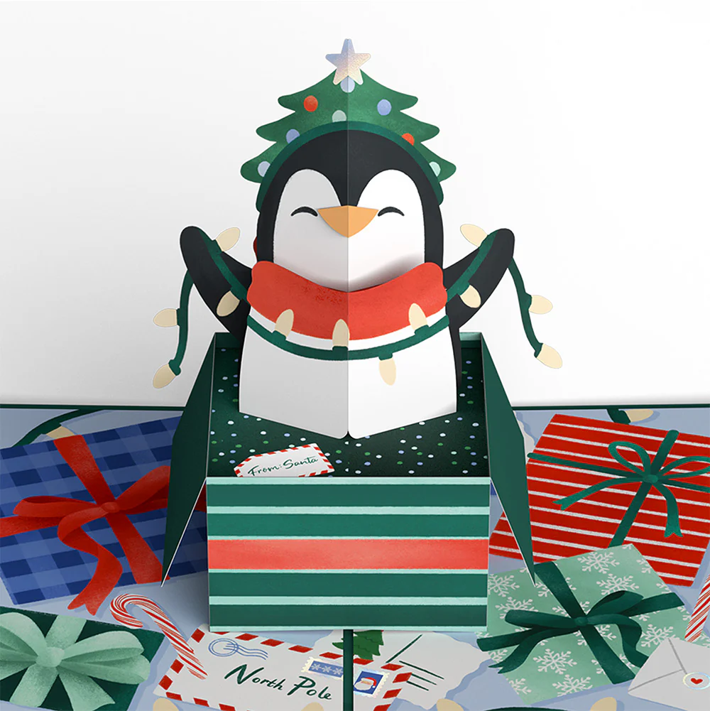 Season's Greetings Penguin Surprise Pop-Up Card and Sentiment Set for Wife - Image 3